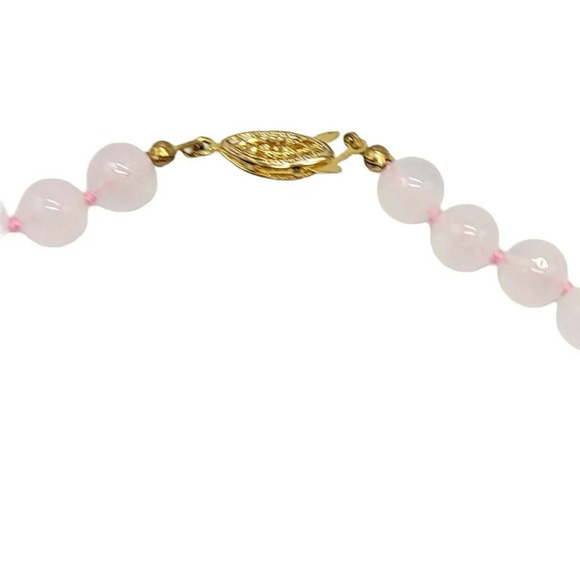 Pink Polished Rose Quartz Stone Hand Knotted Beade - Picture 4 of 4